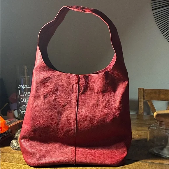 Chic Burgundy Leather Hobo Bag - Picture 6 of 7